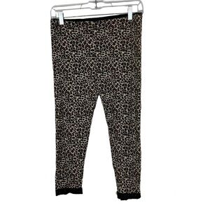 Veeko Tan Leopard Animal Print Crop Capri Leggings Free Size